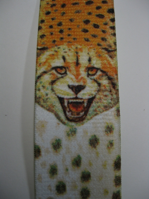 WILDLIFE CHEETA Button On.1 1/2"x 48" "Y" Style Leather Ends. Entirely Stretchable Hand Washable and Hang to Dry Cotton/Polyester Material. YB-PB130N48WLCH